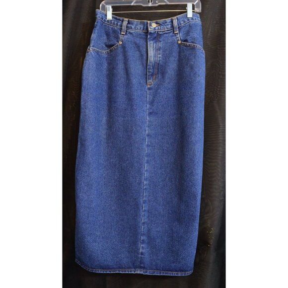 Vintage Jean SKIRT Blue Medium Wash Denim Size 12 Made USA Long - Picture 1 of 11